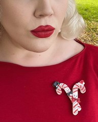 Candy Cane Couple Brooch by 50’s Vintage Dame x Lipstick & Chrome