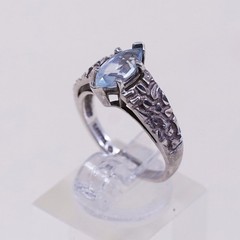 sz 6, VTG Karana Sterling silver statement engagement ring w/ blue topaz