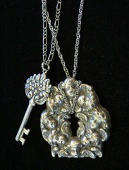 Gothic Angels Key Hole & Keys Necklace Antiqued Pewter Goth Victorian
