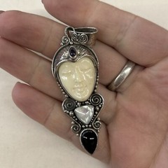 Sajen Sterling Goddess Pendant With Amethyst, Mother Of Pearl, And Onyx