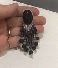 4 Pair 1980 90’s Earrings Large Black Floral Huggies Beaded & Chain Dangles Lotf