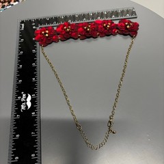 Bold Red Layered Flower Statement Necklace Gold Chain Glam Floral Jewelry