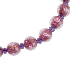Purple Color Murano Style and Purple Glass Beaded Necklace 20-22In in Silvertone