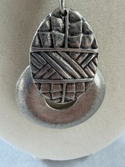 Handmade Silvertone Boho Tribal Necklace Pendant Satin Cord 26.75″ Unisex Brutal