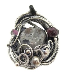 UV-Fluorescent, Yooperlite (Sodalite) Pendant, with Ruby Zoisite in Sterling Sil