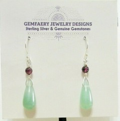 Sterling Silver Wire-Wrapped AVENTURINE Dangle Earrings #5552…Handmade USA