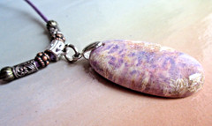 India Agate BOHO Style Suede Cord Necklace 18 in