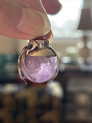 Artisan Signed Amethyst And Sterling Silver 925 Dolphins Seahorse Lapis Pendant