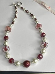 Artisan Handcrafted Art Deco Lampwork Glass Jewelry Necklace Mean Girlz #16 Pink