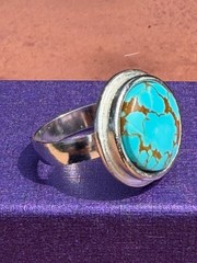 Number 8 Turquoise Ring Adjustable Nevada