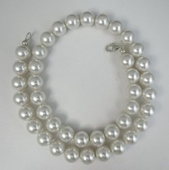 12mm White Pearl Necklace W/ Swarovski Crystal elements, 14,16,18,20,22,24,30 in