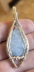 Aquamarine ~ Handmade 925 Sterling Silver wire wrapped pendant 1k