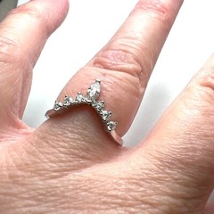 Chevron Band, Lab Grown Moissanite Ring Sterling Silver 925 , VVS D Color
