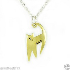 Far Fetched Brass Cat Charm Pendant for Necklace Fair Trade Handmade