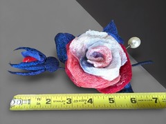 4th of July Independence Day ROSE Lapel Pin Brooch Handmade Wool Felting Art