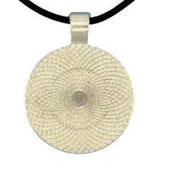 Pendant Necklace Handmade «Burbling Stream» Silver Bezel 25mm Black Cord