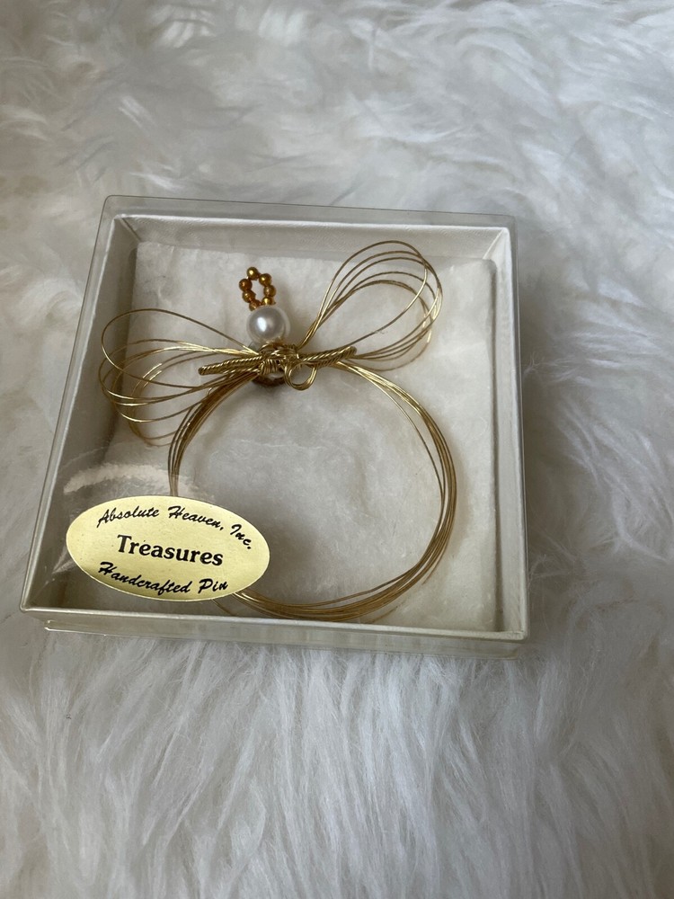 Angel Pin Brooch Handcrafted Gold-tone 3 1/4″ x 3 1/2″ NIB