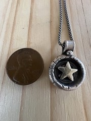 VTG Handmade 999 Sterling Silver Wax Seal Star Pendant With 925 Chain 10g