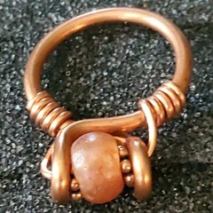 Sz 5 1/2 copper paleo relic ring AUTHENTIC ancient Roman Carnelian BEAD artifact