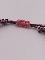 Handmade Pink & Black Macrame Square Knot Adjustable Bracelet