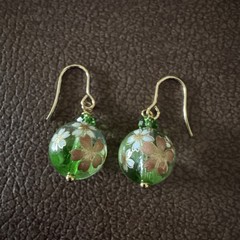 Japanese Tensha bead and crystal glass earrings with surgical stainless hooks