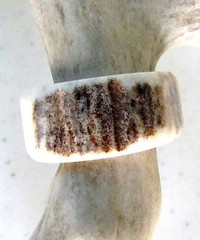 BROWN HANDCRAFTED OOAK SHED DEER, ELK ANTLER RING,SIZE 13 1/2, R-235