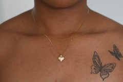 14k Solid Gold Mini Heart Necklace for Women, Puffed Heart Pendant Necklace, 585