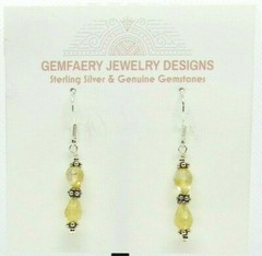 Sterling Silver Faceted Natural CITRINE Gemstone Earrings #8264…Handmade USA