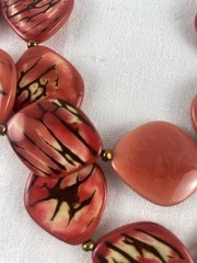 Boho Salmon Tagua-Style Statement Necklace | Double Strand Adjustable