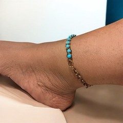 Howlite Turquoise Beaded Handmade Anklet Bracelet Adjustable