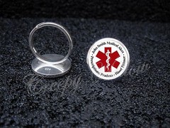 925 Sterling Silver Adjustable Ring Medical Alert Your Custom Text