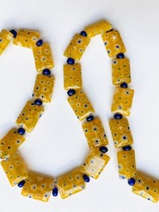 Blue and Gold Color Square Glass Beads