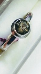 CUTE NATURAL SMOKY QUARTZ IN.925 STERLING SILVER RING IN SIZE 9.25-9.5!