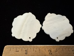 Lot of 2 Mother of Pearl Shell Carved Flowers for Jewelry