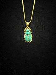 Light Green Scarab Necklace with Gold Frame Handmade in Egypt