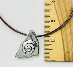 Artisan Sterling Silver Modernist Spiral Pendant Multicolor Wire Necklace 18 in