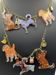 Sparkle cats & pups 24 in necklace & 9 in bracelet w/ mag heart clasp costume