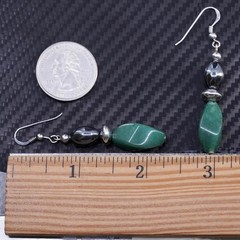 Vintage sterling silver 925 handmade earrings with jade and hematite beads