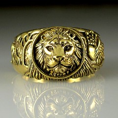 LION Brass Antique Gold Plated Men’s Wedding Giraffes Eagle Lion Ring M57