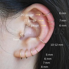 14K Gold Filled Small Hoop Earrings for Cartilage 7mm 22 gauge / 1 pair,