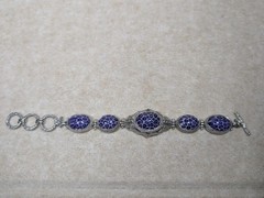 Sarda Bali Purple Coral 925 Sterling Toggle Bracelet 6.5- 8 Rare Unique Handmade