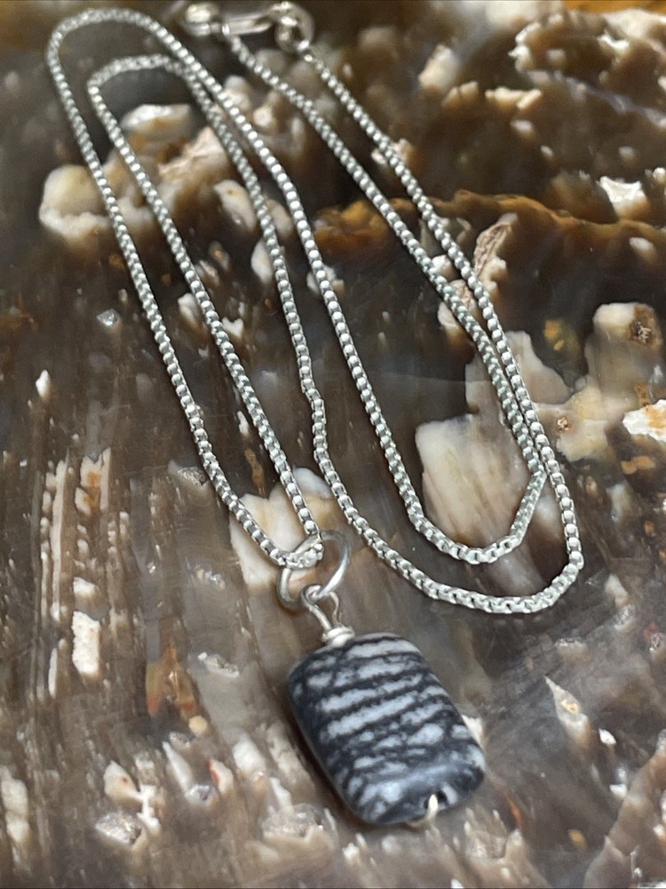 Artisan Picasso Stone And Sterling Silver 18.5” Pendant Necklace
