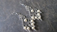 Swarovski Pearl Chandelier Earrings with Sterling Silver lever backs