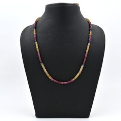 Yellow Sapphire Faceted Necklace, Multi Sapphire Faceted Round Beads Necklace