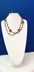 SW 24″ Petrified Brown Wood Bead Necklace with Fossil ,Tear Drop, & Seed Beads