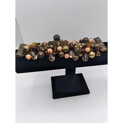 Fall Colored Beaded Bracelet Magnetic Clasp Brown Peach Bronze Colors
