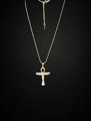 Winged Isis Ankh Necklace – Brass Pendant with Turquoise and Red Enamel