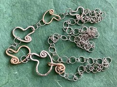 Artisan Handmade 19″ Chain Choker Necklace in Sterling Silver and 14k Gold fill.
