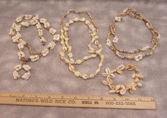 Seashell Jute Jewelry 3 Necklaces 1 Bracelet Beach Nautical Ocean Earth Tones