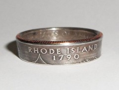 «Sealed» RHODE ISLAND STATE QUARTER handmade coin ring or pendant size 4-14